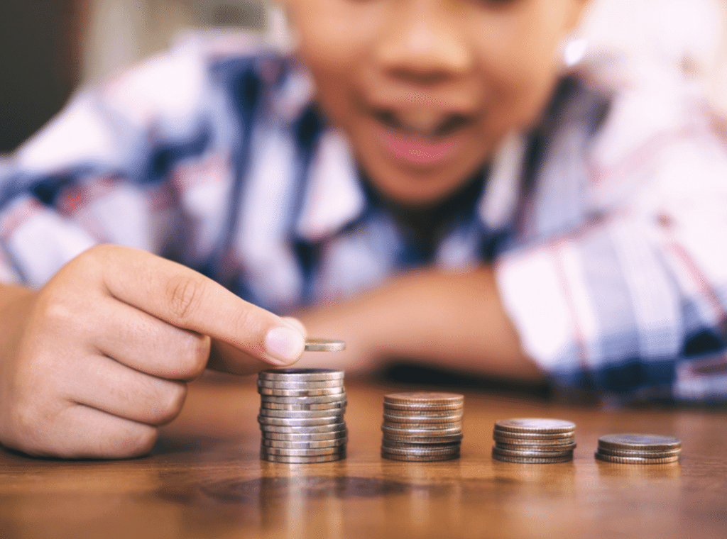 Kid with coins