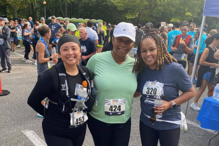 Three runners at the race